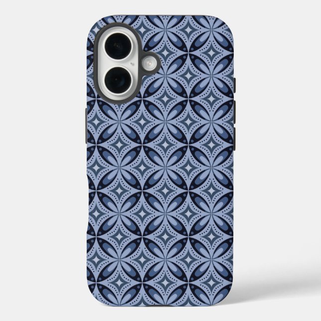 Blue Geometric Pattern Retro Style Case-Mate iPhone Case (Back)