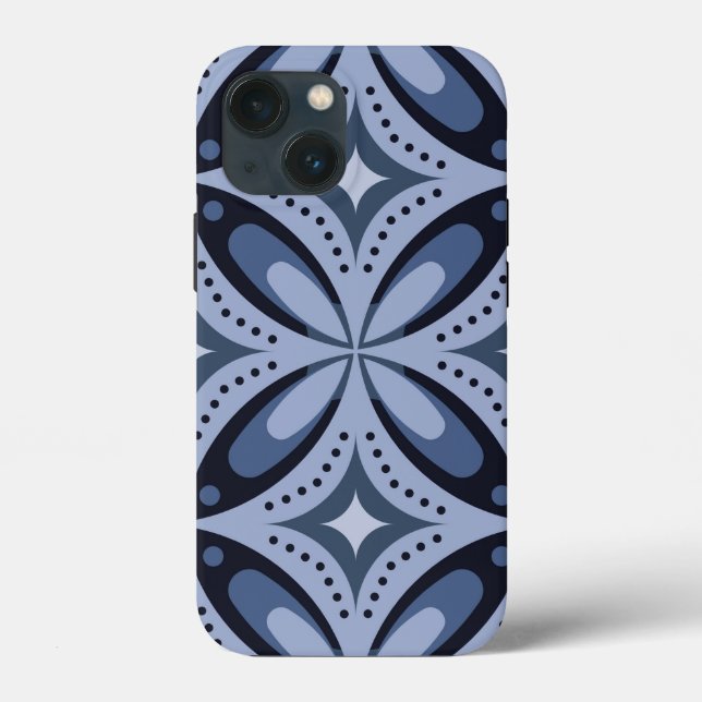 Blue Geometric Pattern Retro Style Case-Mate iPhone Case (Back)