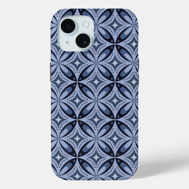 Blue Geometric Pattern Retro Style Case-Mate iPhone Case (Back)