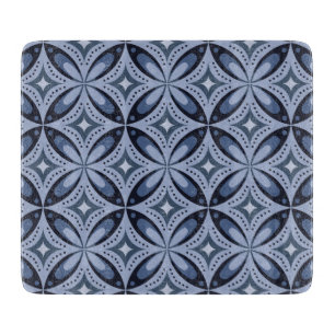 Blue Geometric Pattern Retro Style Cutting Board