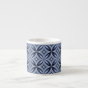 Blue Geometric Pattern Retro Style Espresso Cup