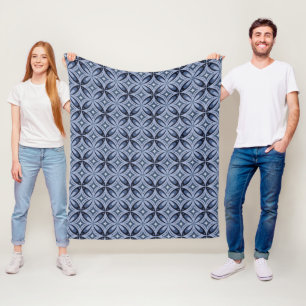 Blue Geometric Pattern Retro Style Fleece Blanket
