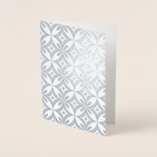 Blue Geometric Pattern Retro Style Foil Card
