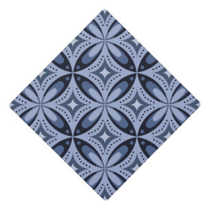 Blue Geometric Pattern Retro Style Graduation Cap Topper