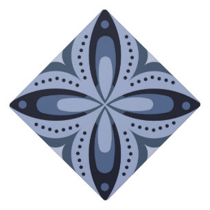 Blue Geometric Pattern Retro Style Graduation Cap Topper