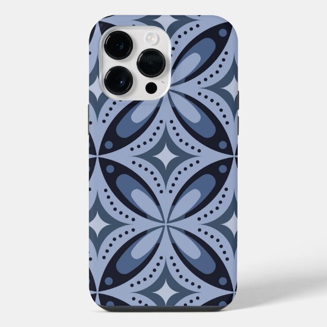 Blue Geometric Pattern Retro Style iPhone Case (Back)