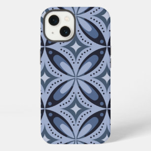 Blue Geometric Pattern Retro Style iPhone 13 Case