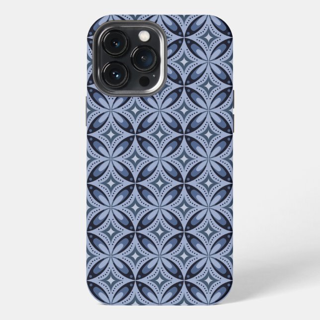 Blue Geometric Pattern Retro Style iPhone Case (Back)