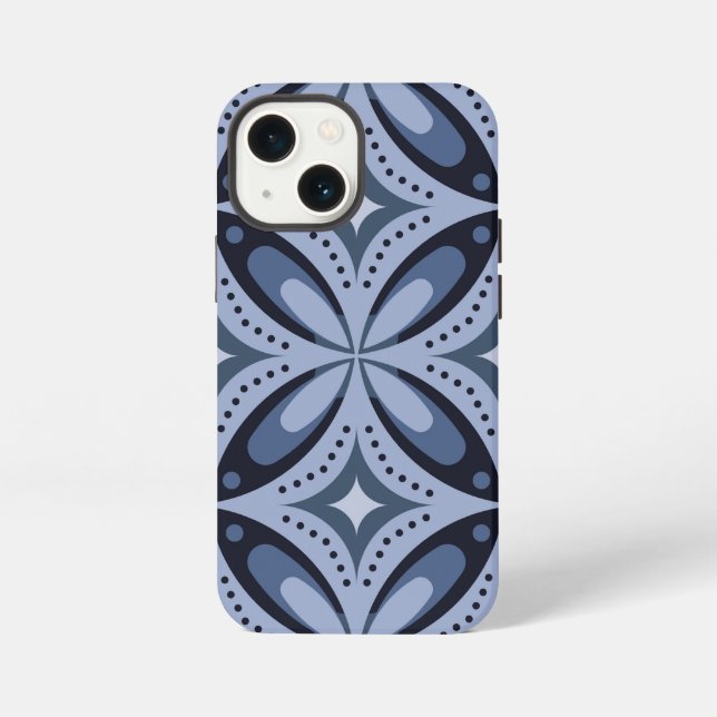 Blue Geometric Pattern Retro Style iPhone Case (Back)