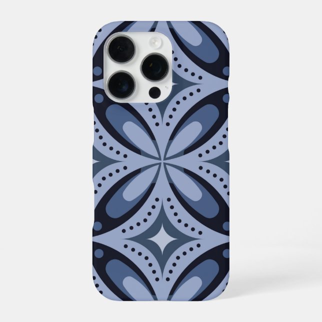 Blue Geometric Pattern Retro Style iPhone Case (Back)