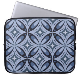 Blue Geometric Pattern Retro Style Laptop Sleeve