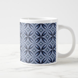 Blue Geometric Pattern Retro Style Large Coffee Mug