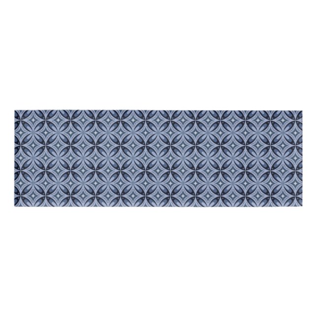 Blue Geometric Pattern Retro Style Name Tag (Front)