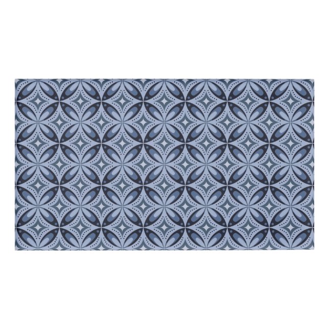 Blue Geometric Pattern Retro Style Name Tag (Front)