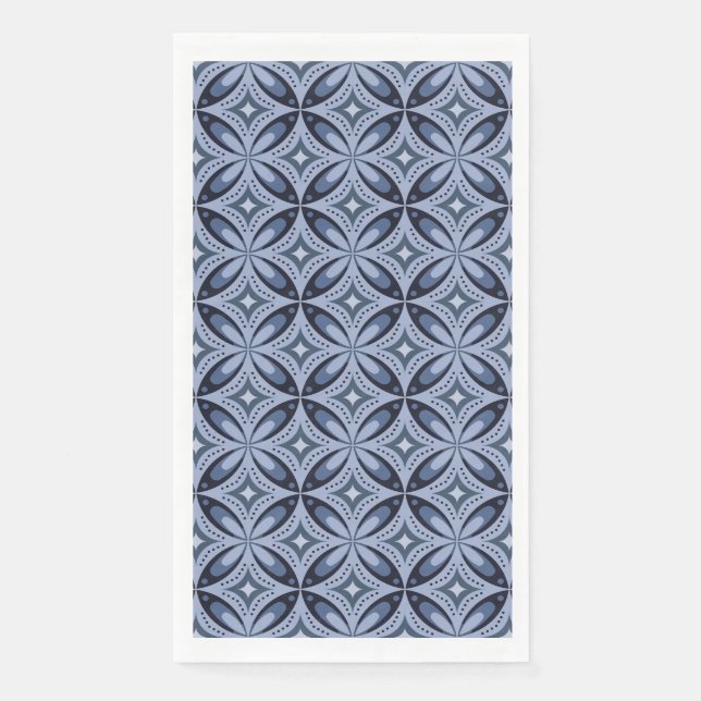 Blue Geometric Pattern Retro Style Napkin (Front)