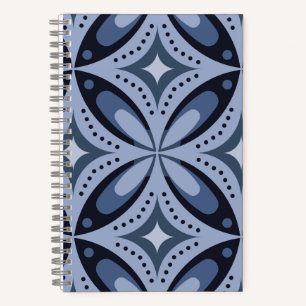 Blue Geometric Pattern Retro Style Notebook