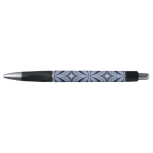 Blue Geometric Pattern Retro Style Pen