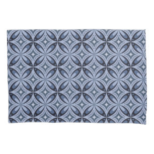 Blue Geometric Pattern Retro Style Pillowcase