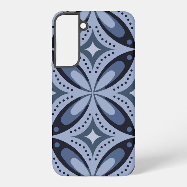 Blue Geometric Pattern Retro Style Samsung Galaxy S22+ Case (Back)