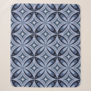 Blue Geometric Pattern Retro Style Sherpa Blanket