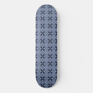 Blue Geometric Pattern Retro Style Skateboard