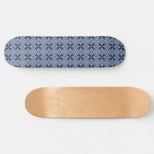 Blue Geometric Pattern Retro Style Skateboard