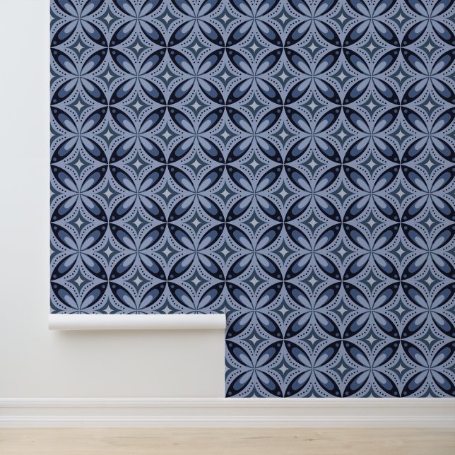 Blue Geometric Pattern Retro Style Wallpaper (Application)