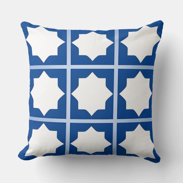 Blue Geometric Pattern Throw Pillow (Front)