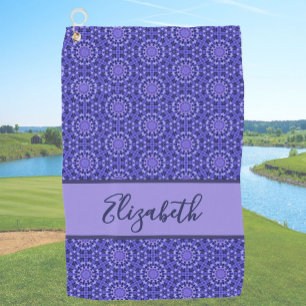 Blue Geometric pattern with custom name ladies  Golf Towel