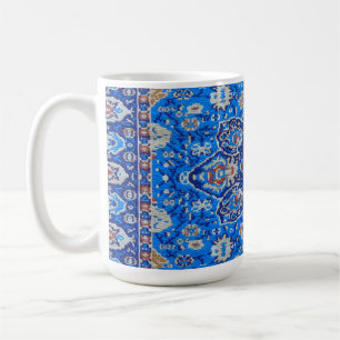 Blue geometric persian turkish mid century pattern coffee mug