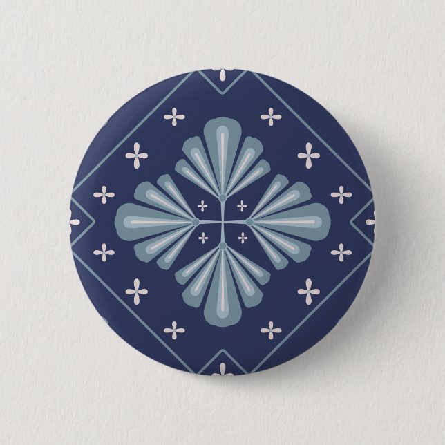 Blue Geometric shapes Pattern  2 Inch Round Button (Front)