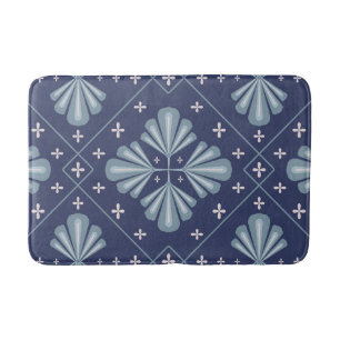 Blue Geometric shapes Pattern Bath Mat