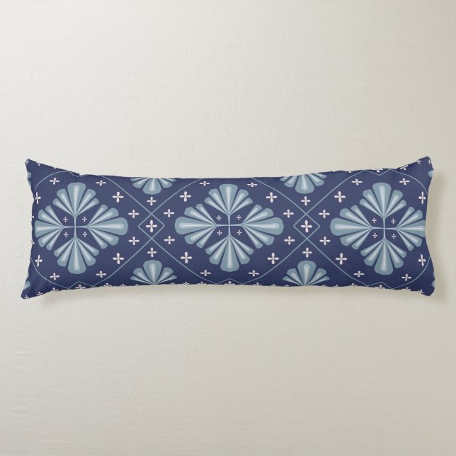 Blue Geometric shapes Pattern  Body Pillow (Front)