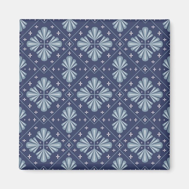 Blue Geometric shapes Pattern  Magnet (Front)