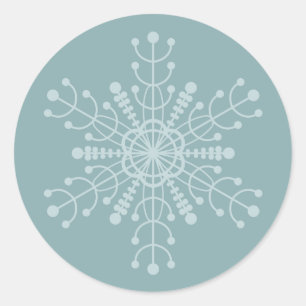 Blue Geometric Snowflake Classic Round Sticker