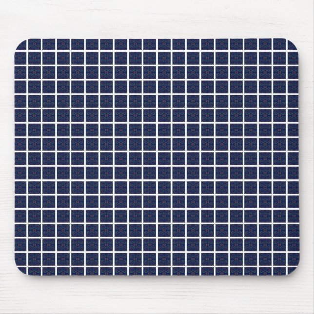 Blue Geometric Squares Mousepad (Front)
