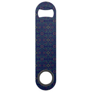 Blue Geometric Stainless Steel Bottle Opener Bar Key