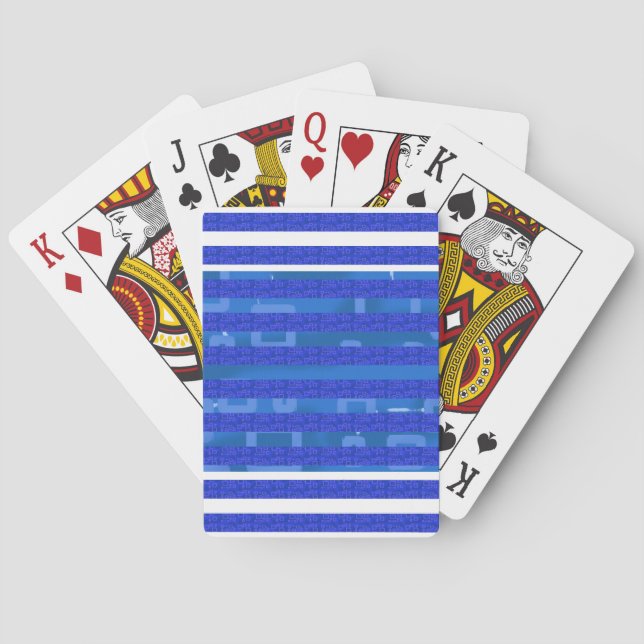 Blue Geometric Stripes Classic Playing Cards (Back)