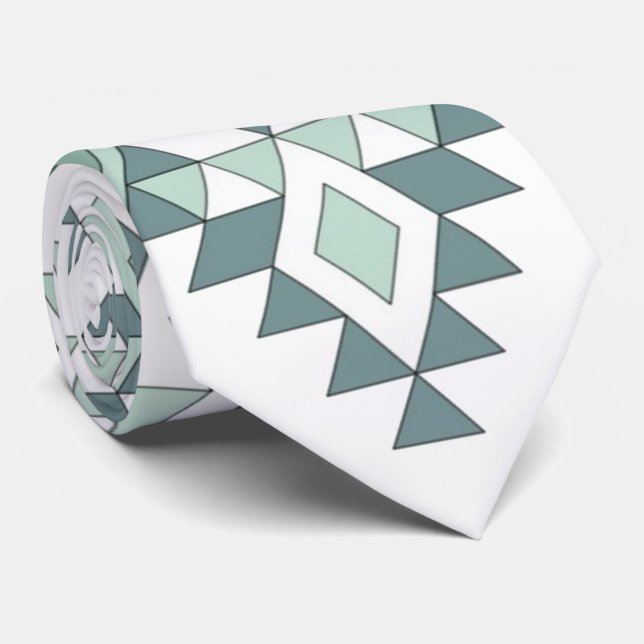 Blue Geometric  Tie (Rolled)