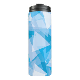 Blue Geometric Triangle Pattern Thermal Tumbler