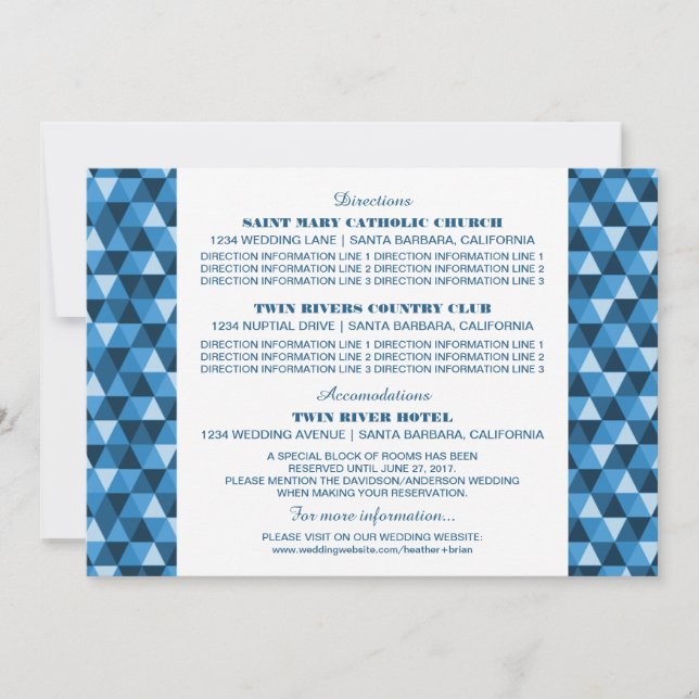 Blue Geometric Triangles Information Card (Front)