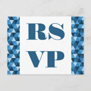 Blue Geometric Triangles RSVP Postcard