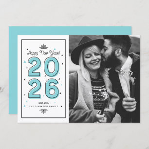 Blue Geometric Typography 2025 New Year Holiday Card