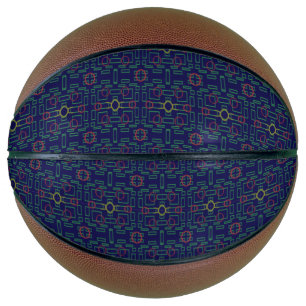 Blue Geometric Yellow Ovals Basketball