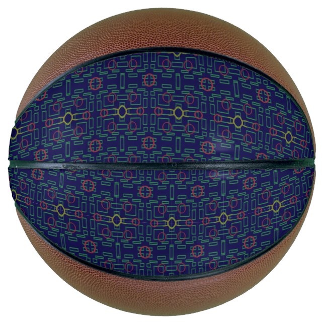 Blue Geometric Yellow Ovals  Basketball (Front)