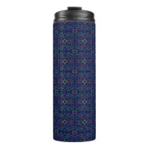 Blue Geometric Yellow Ovals Thermal Tumbler
