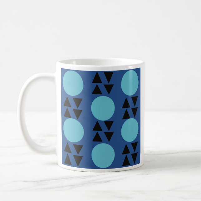Blue geometrical abstract simple modern mug (Left)