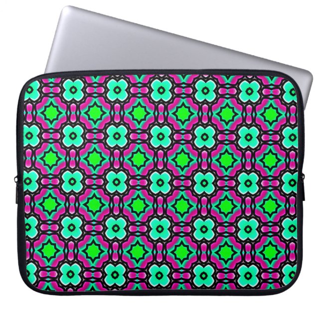 Blue geometrical painted seamless patternabstract, laptop sleeve (Front)