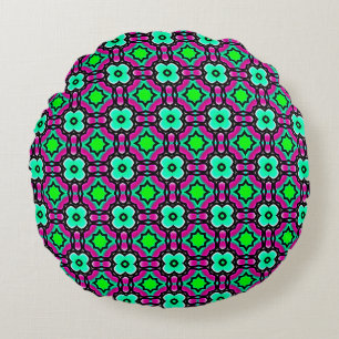 Blue geometrical painted seamless patternabstract, round pillow