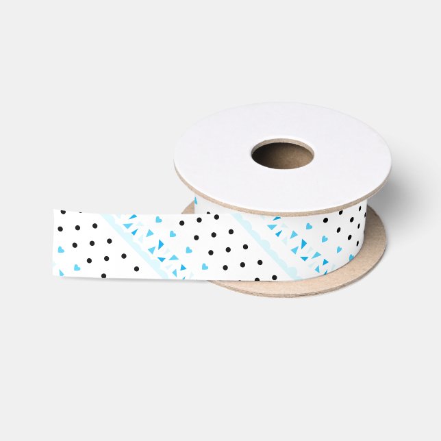 Blue Geometrics Satin Ribbon (Spool)